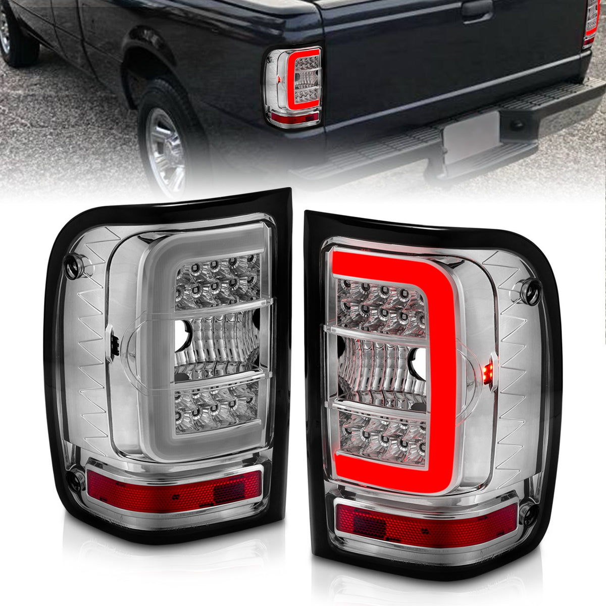 ANZO USA ZUKT_311392 Anzo ZUKT_311392 Lens Chrome Housing w/ Light Bar