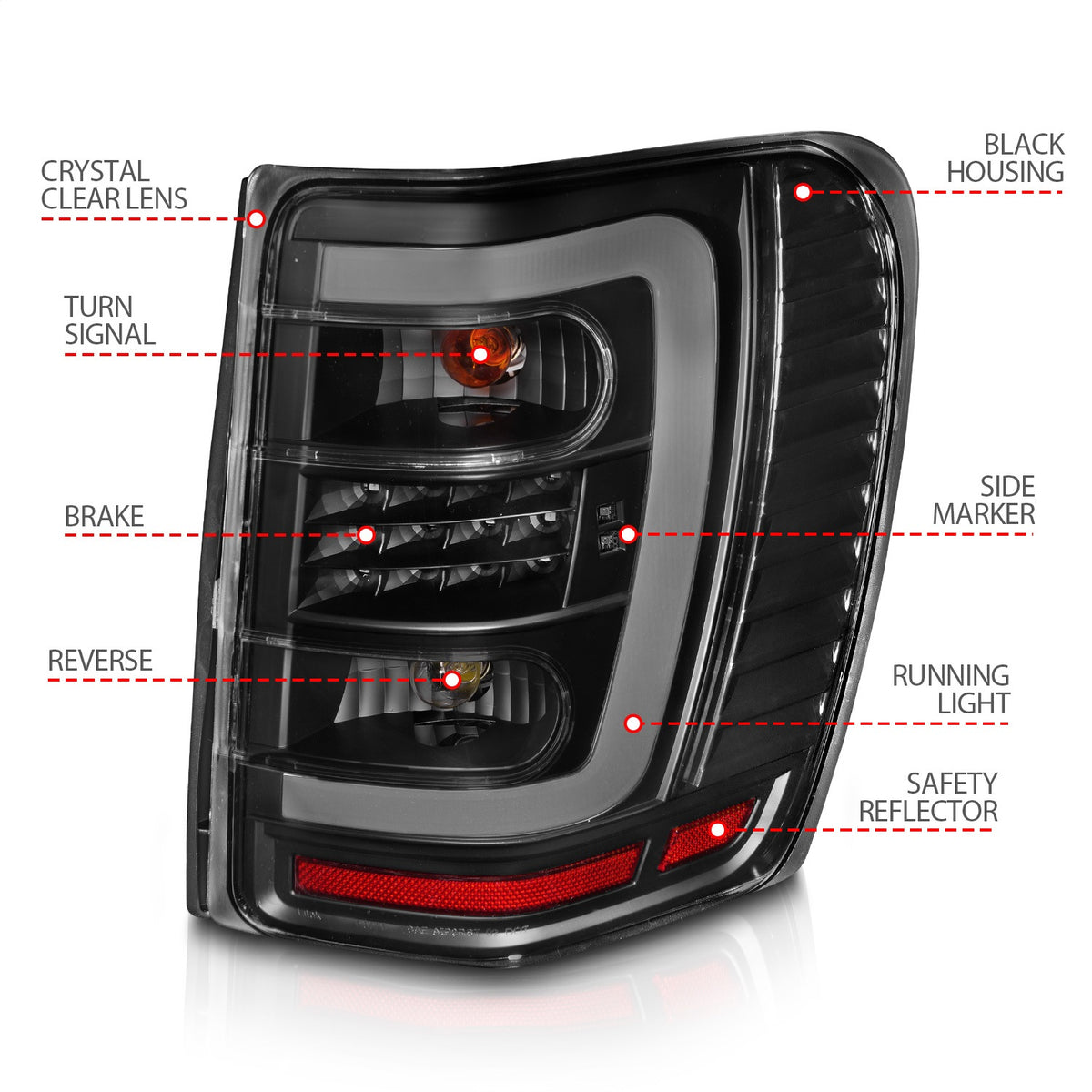 ANZO USA ZUKT_311394 Anzo ZUKT_311394 Lens Black Housing w/ Light Bar
