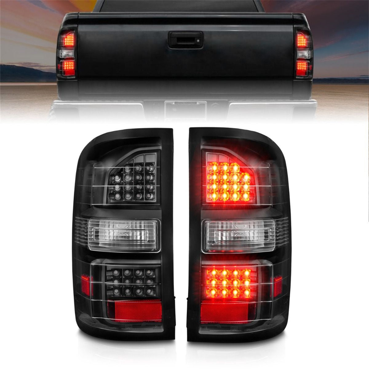 ANZO USA ZUKT_311397 Anzo ZUKT_311397 LED Tail Light Assembly Clear Lens Black Housing