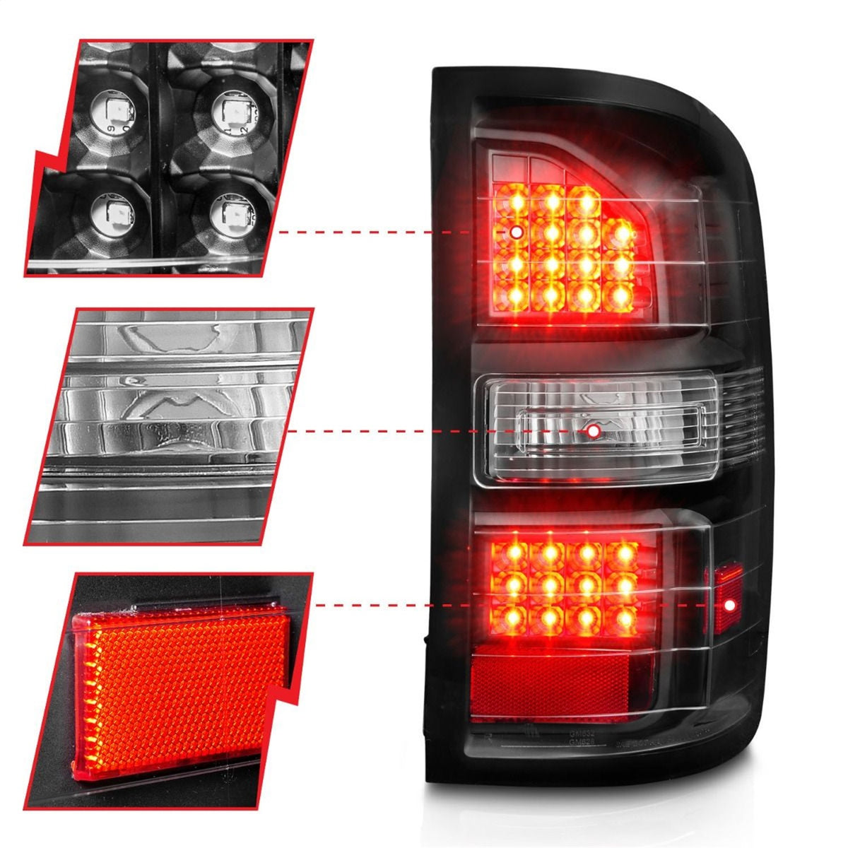 ANZO USA ZUKT_311397 Anzo ZUKT_311397 LED Tail Light Assembly Clear Lens Black Housing