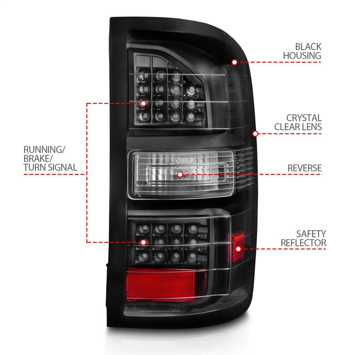 ANZO USA ZUKT_311397 Anzo ZUKT_311397 LED Tail Light Assembly Clear Lens Black Housing