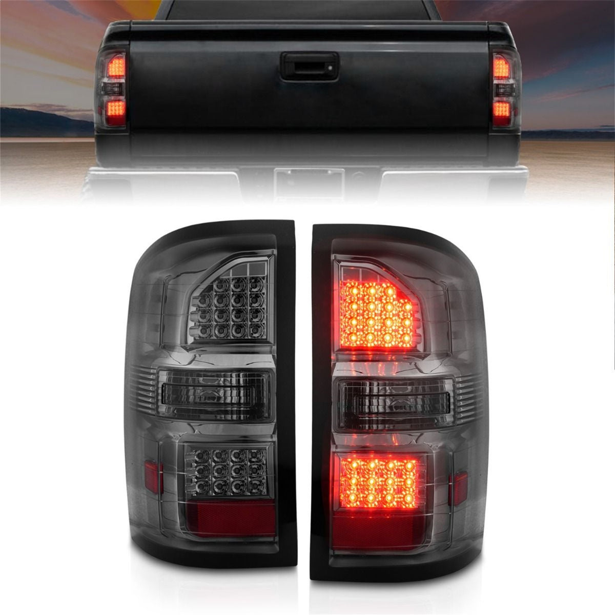ANZO USA ZUKT_311398 Anzo ZUKT_311398 LED Tail Light Assembly Smoke Lens Black Housing