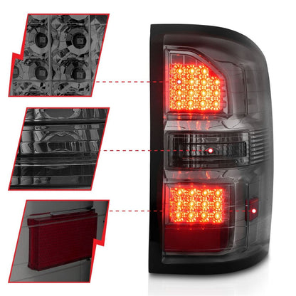 ANZO USA ZUKT_311398 Anzo ZUKT_311398 LED Tail Light Assembly Smoke Lens Black Housing
