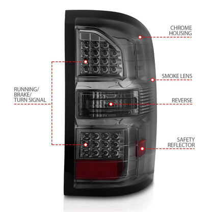 ANZO USA ZUKT_311398 Anzo ZUKT_311398 LED Tail Light Assembly Smoke Lens Black Housing