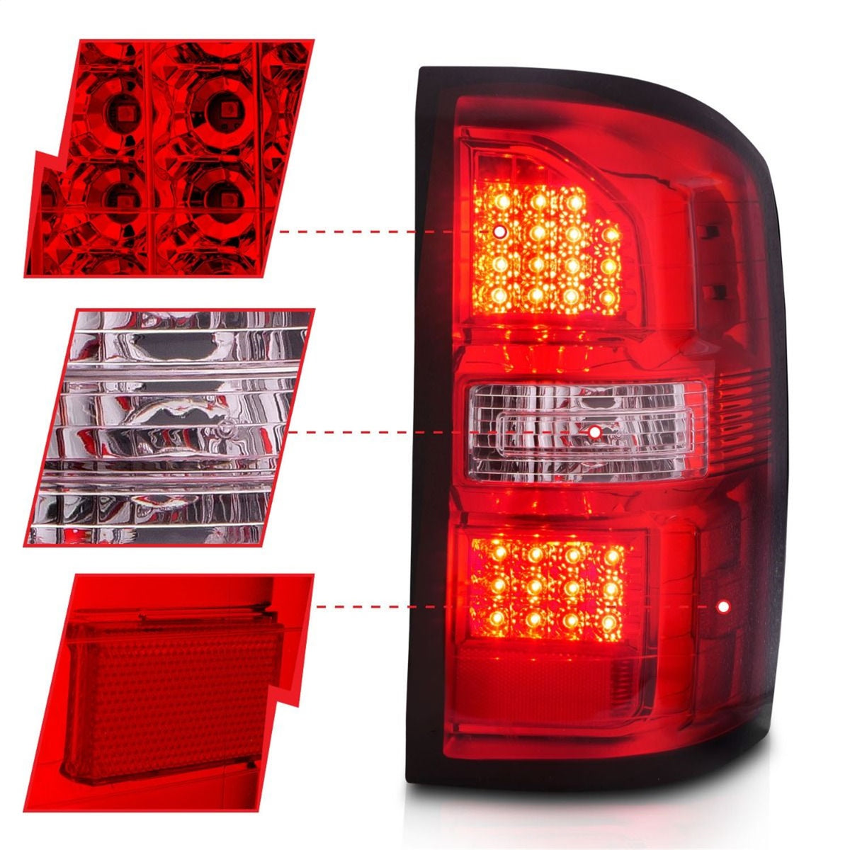 ANZO USA ZUKT_311399 Anzo ZUKT_311399 LED Tail Light Assembly Red/Clear Lens Chrome