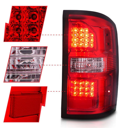 ANZO USA ZUKT_311399 Anzo ZUKT_311399 LED Tail Light Assembly Red/Clear Lens Chrome