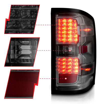 ANZO USA ZUKT_311424 Anzo ZUKT_311424 Tail Light Assembly LED Smoke Lens Chrome