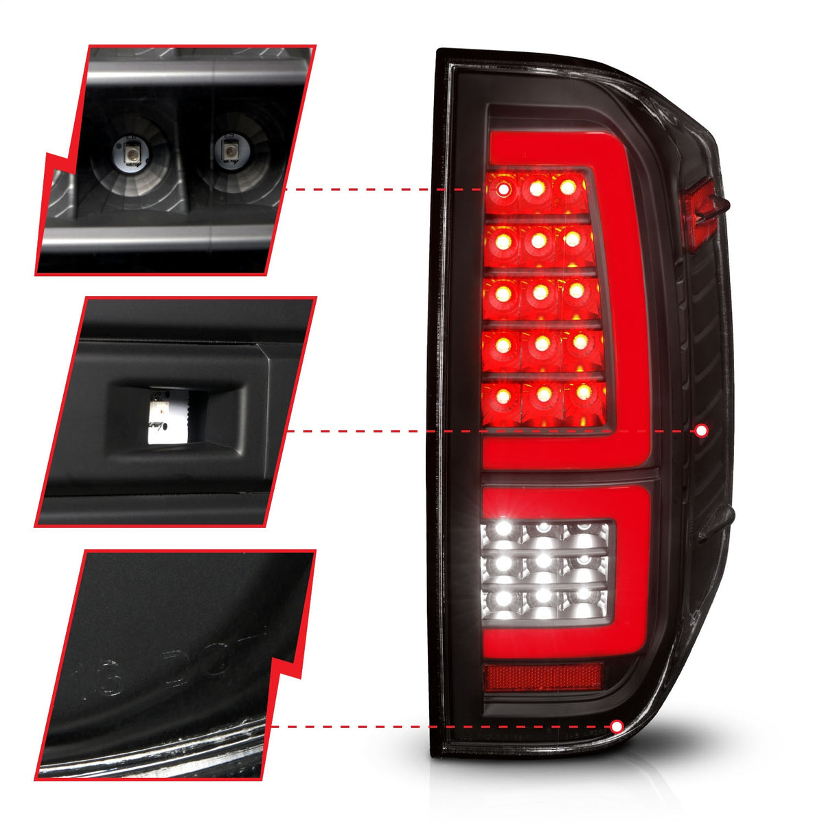 ANZO USA ZUKT_311436 Anzo ZUKT_311436 Lens Black Housing Red Light Bar