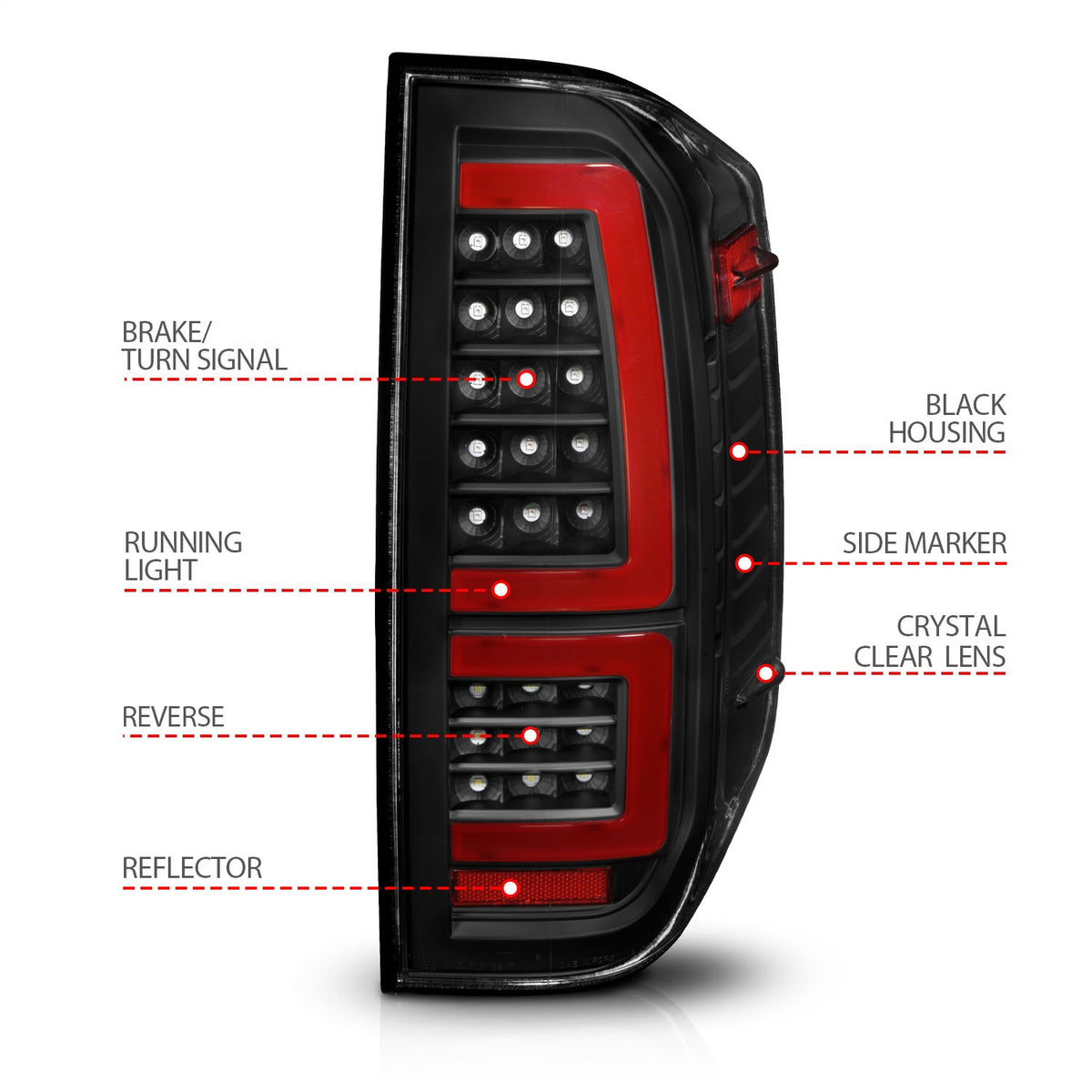 ANZO USA ZUKT_311436 Anzo ZUKT_311436 Lens Black Housing Red Light Bar