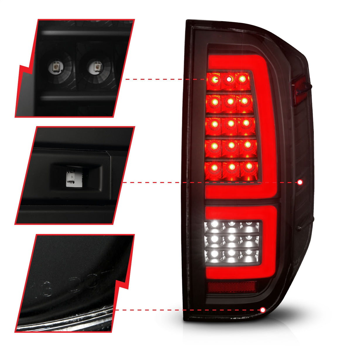 ANZO USA ZUKT_311437 Anzo ZUKT_311437 Lens Black Housing Red Light Bar