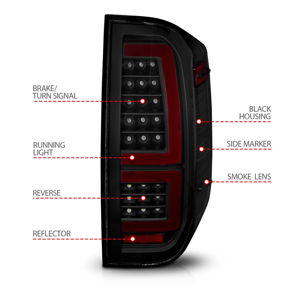 ANZO USA ZUKT_311437 Anzo ZUKT_311437 Lens Black Housing Red Light Bar