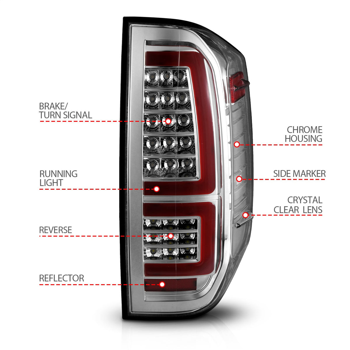 ANZO USA ZUKT_311438 Anzo ZUKT_311438 Lens Chrome Housing Red Light Bar