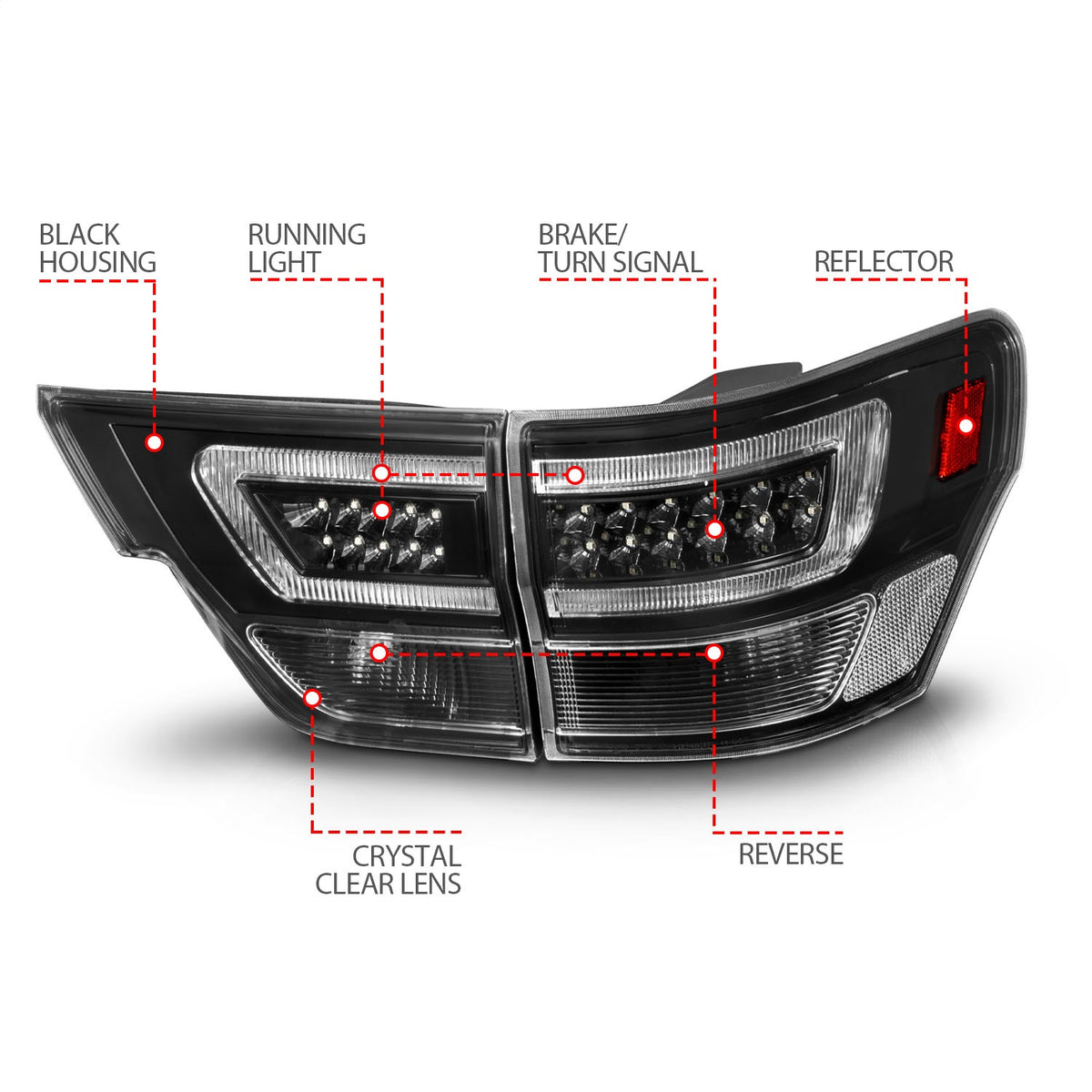 ANZO USA ZUKT_311439 Anzo ZUKT_311439 Lens Black Housing w/ Light Bar