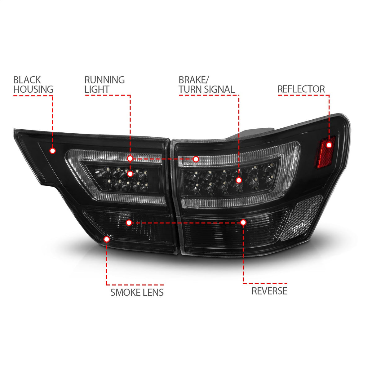 ANZO USA ZUKT_311440 Anzo ZUKT_311440 Lens Black Housing w/ Light Bar