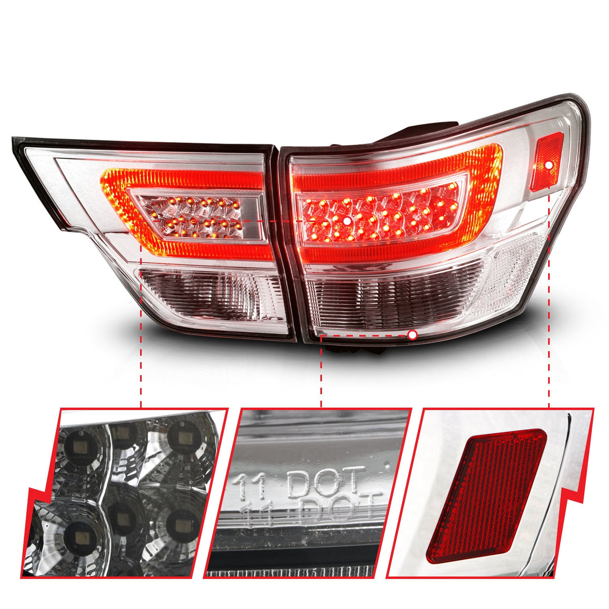 ANZO USA ZUKT_311441 Anzo ZUKT_311441 Lens Chrome Housing w/ Light Bar