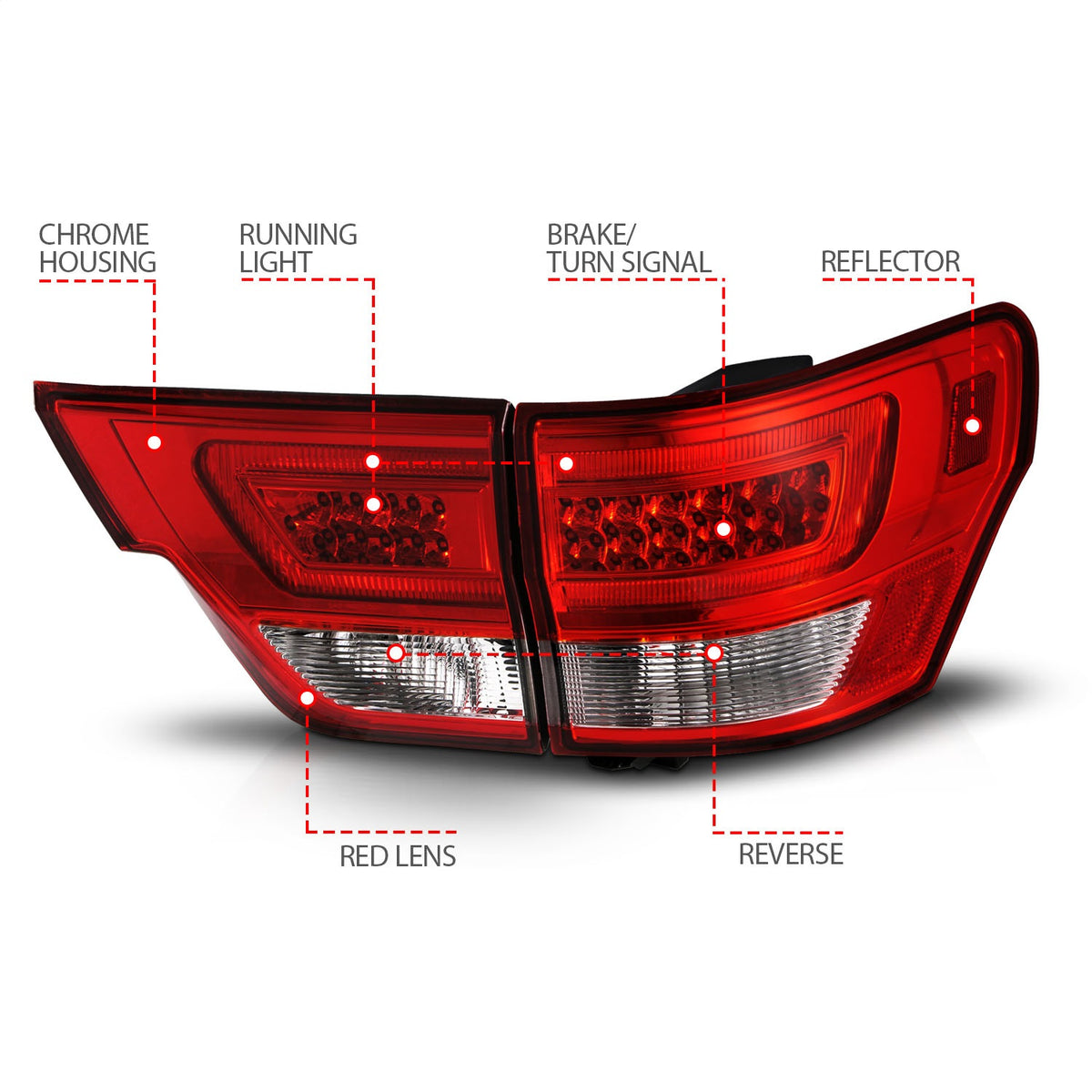 ANZO USA ZUKT_311442 Anzo ZUKT_311442 Lens Chrome Housing w/ Light Bar