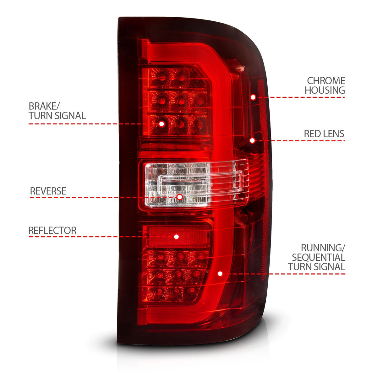 ANZO USA ZUKT_311466 Anzo ZUKT_311466 LED Tail Light Assembly LED Clear/Red Lens