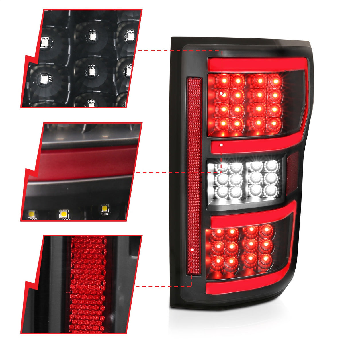 ANZO USA ZUKT_321338 Anzo ZUKT_321338 LED Tail Light Assembly LED Clear Lens Black