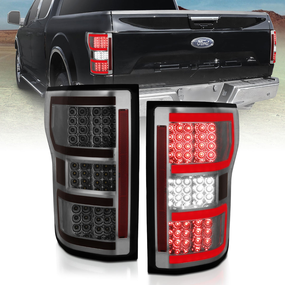 ANZO USA ZUKT_321339 Anzo ZUKT_321339 LED Tail Light Assembly LED Smoked Lens Black