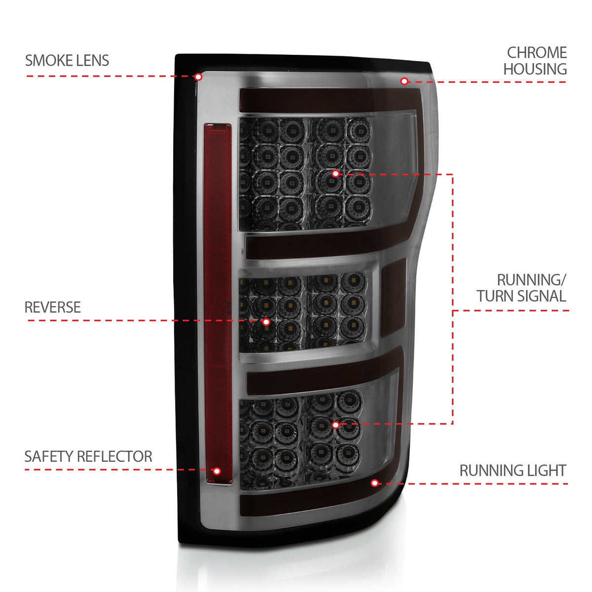 ANZO USA ZUKT_321339 Anzo ZUKT_321339 LED Tail Light Assembly LED Smoked Lens Black