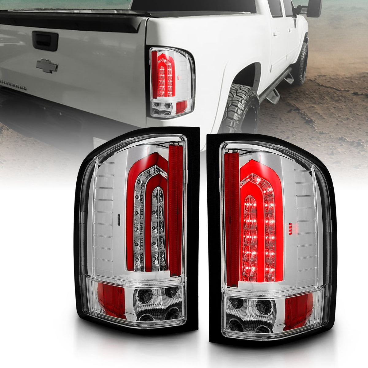 ANZO USA ZUKT_321341 Anzo ZUKT_321341 LED Tail Light Assembly LED Chrome Lens Pair