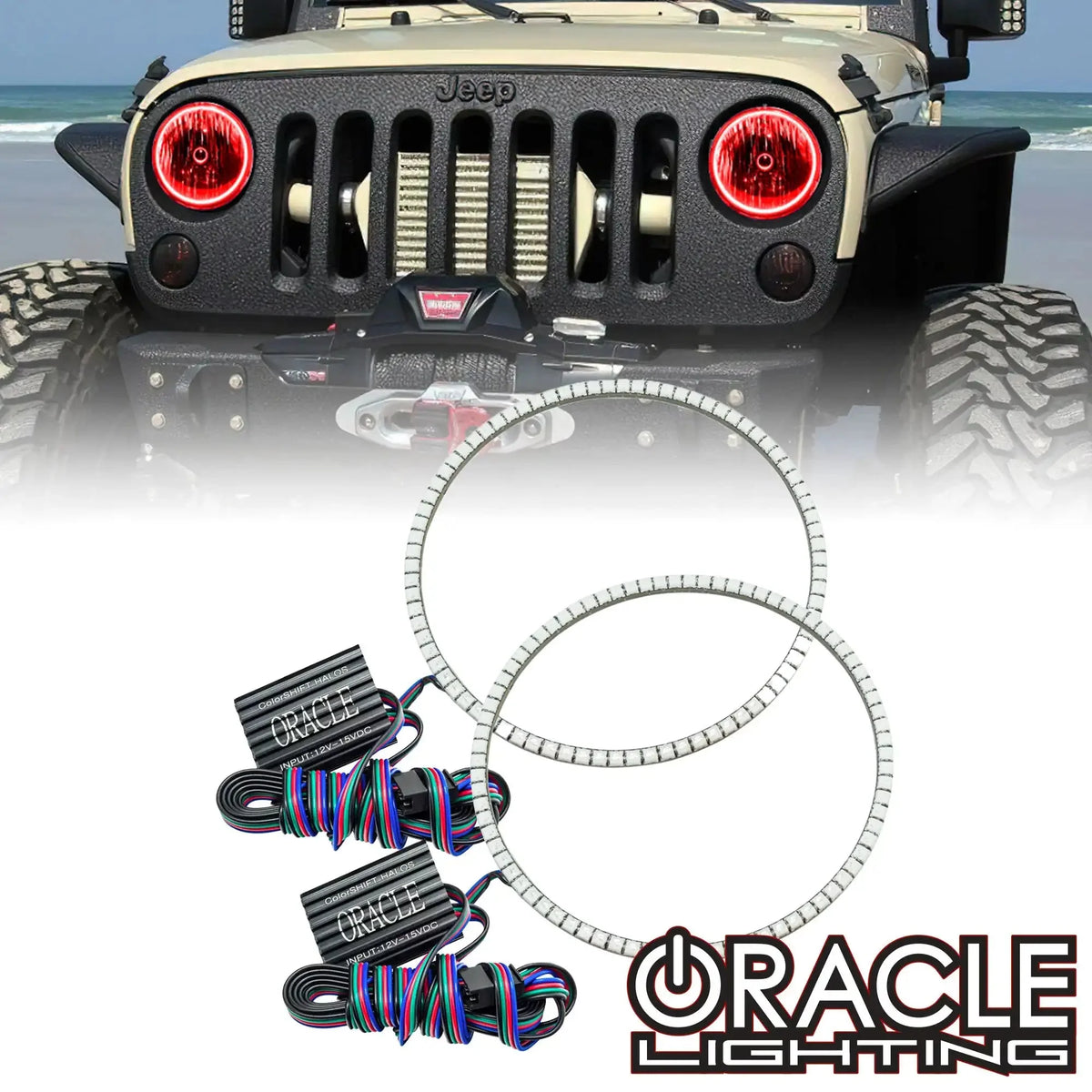 ORACLE Lighting | Surface Mount Headlight Halo Kit | Wrangler JK | 3943-001, 3943-004, 3943-005, 3943-335