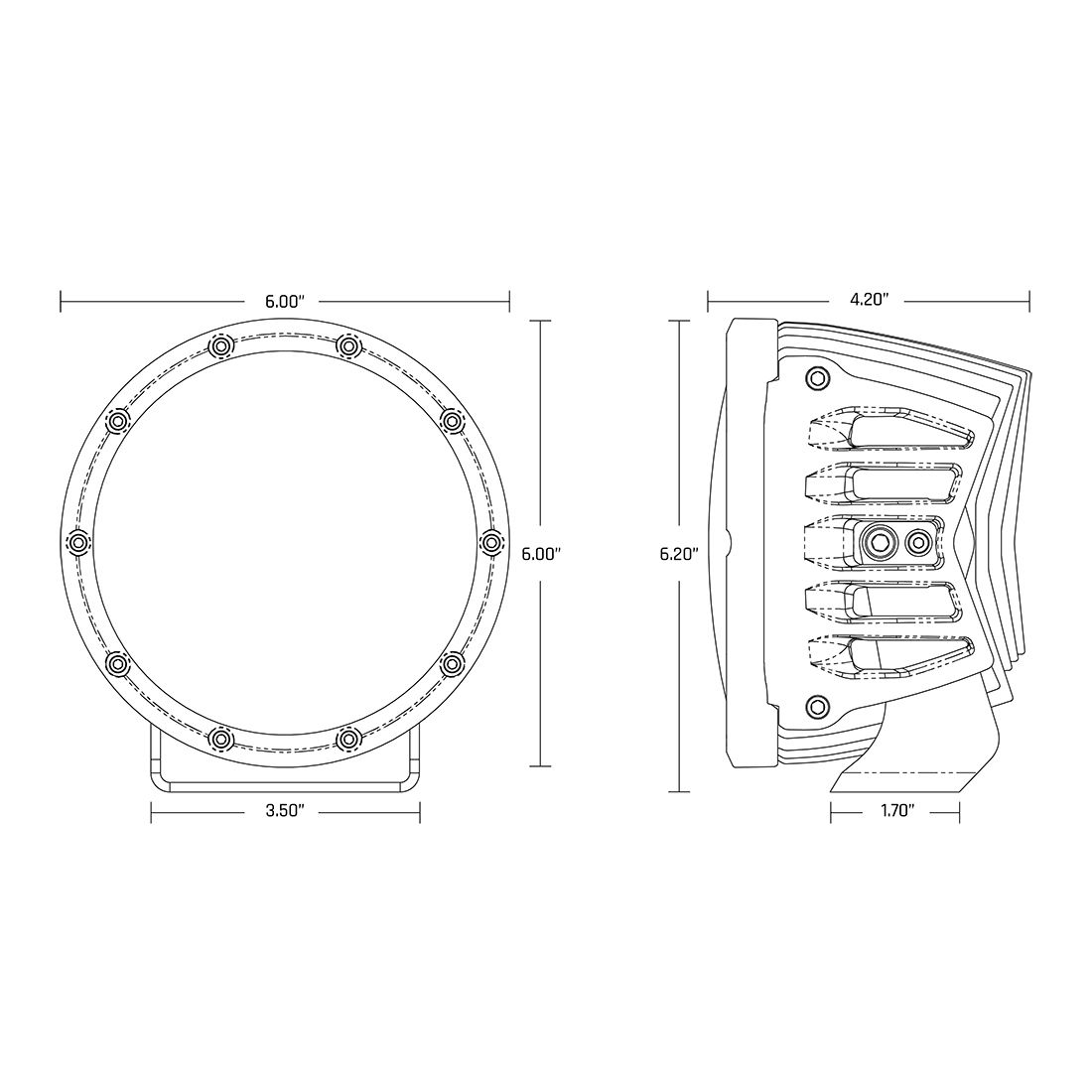 RIGID INDUSTRIES | 360-Series 6 Inch Spot with Amber PRO Lens Pair Rigid Industries | 36210
