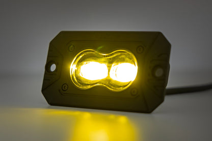 ROUGH COUNTRY | 3x1.75 Inch Black Series  Yellow  LED Slim Aux  SAE Fog  Flush Mount  Pair | 70909