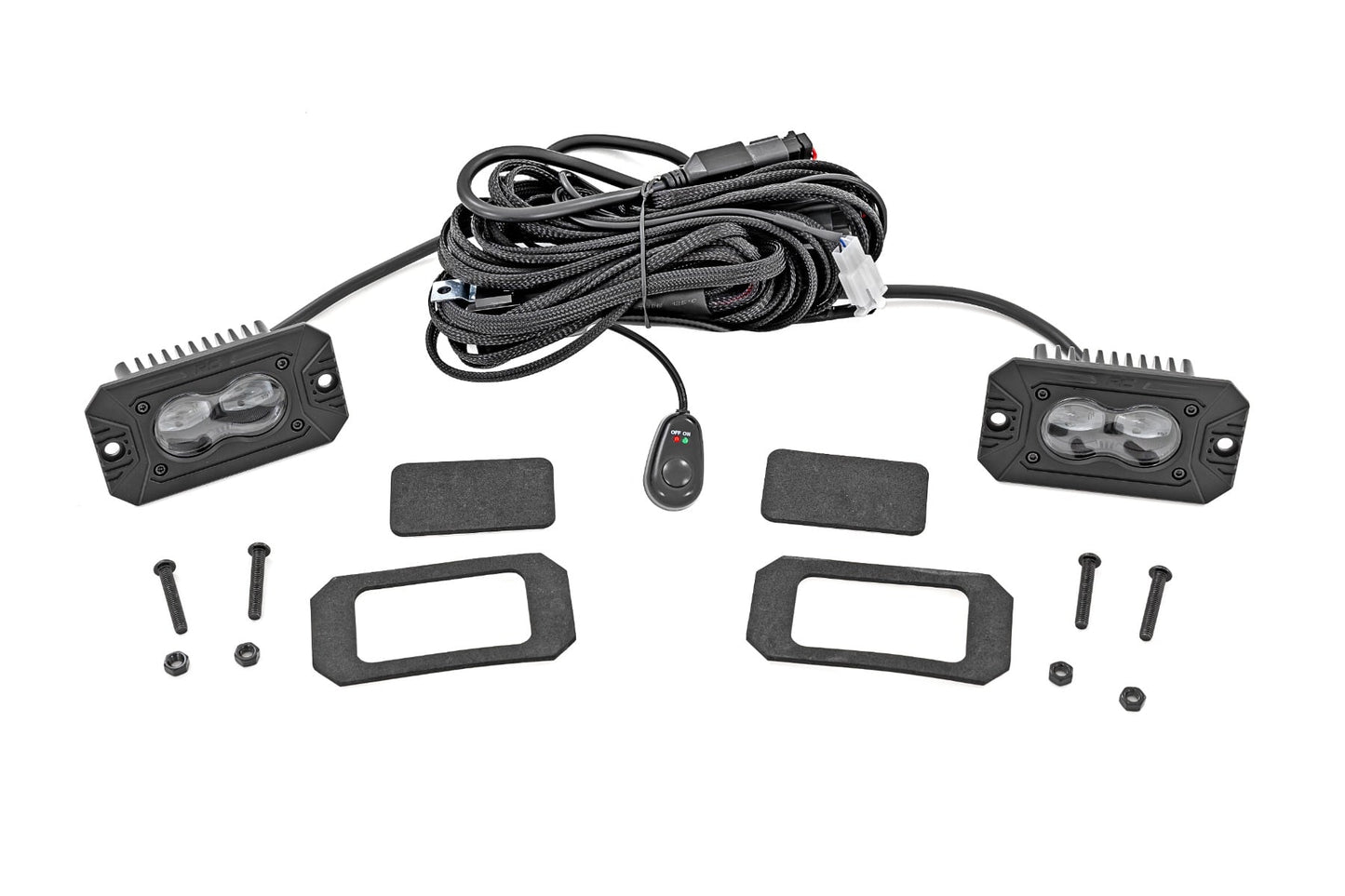 ROUGH COUNTRY | 3x1.75 Inch Black Series LED Slim Aux  SAE Fog  Flush Mount  Pair | 70908