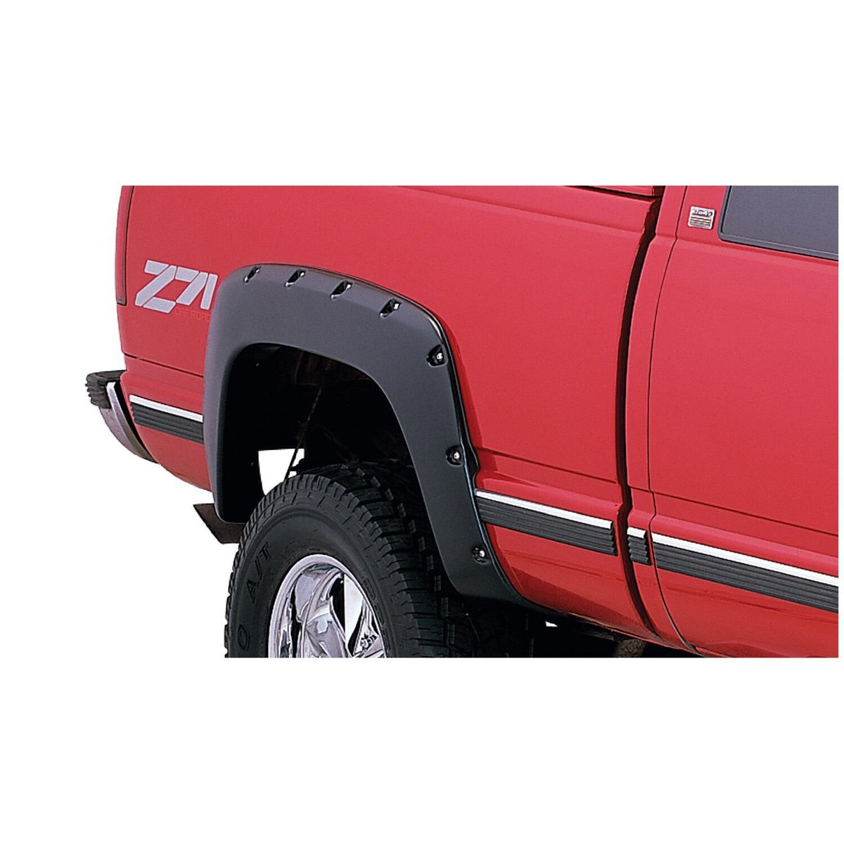 BUSHWACKER | Black Pocket/Rivet Style Smooth Finish Rear Fender Flares For 1988-1999 Chevrolet C/K 1500, R2500 1992-1994 Blazer 1997-1999 Tahoe | 40062-02