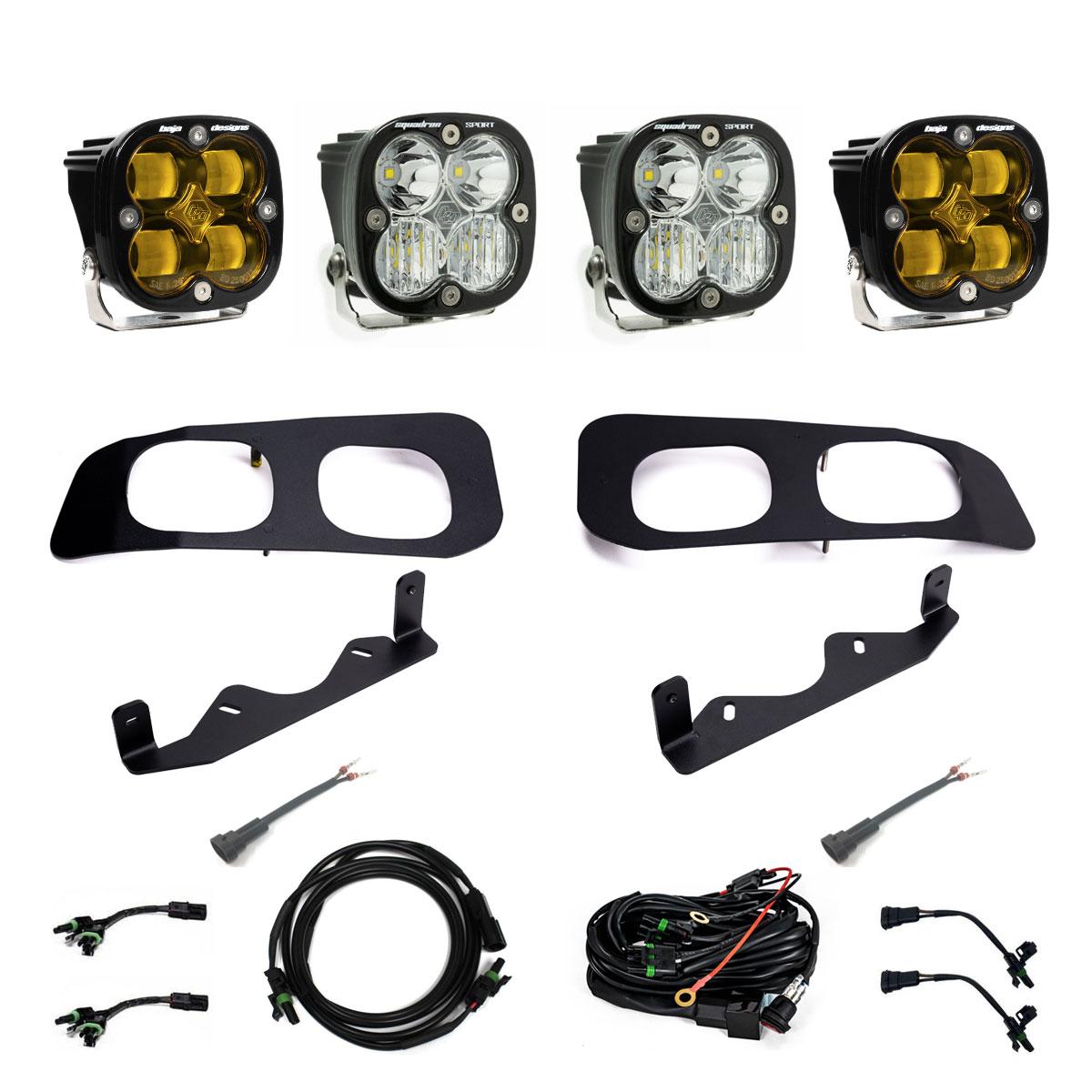 BAJA DESIGNS Squadron SAE/Sport Fog Pocket Kit 2023-On Ford F-250/350 Super Duty SAE Fog Baja Amber Toggle Wiring I 448226