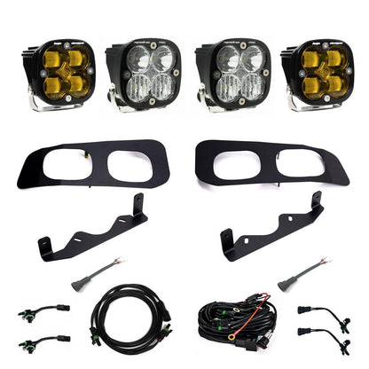 BAJA DESIGNS Squadron SAE/Pro Fog Pocket Kit 2023-On Ford F-250/350 Super Duty SAE Fog Baja Amber Toggle Wiring I 448228