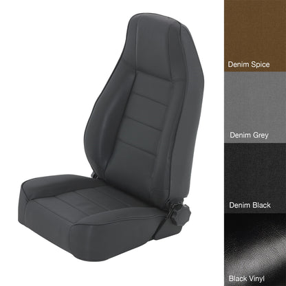 SMITTYBILT | Seat Front Factory Style Replacement W/ Recliner Denim 1987-2006 Jeep Wrangler YJ, TJ/LJ Black Smittybilt |45015