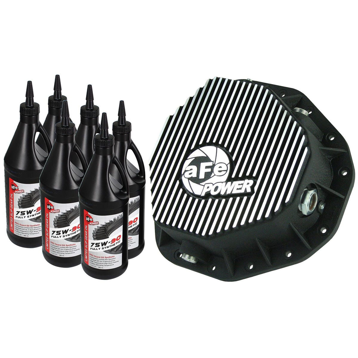 aFe POWER aFe POWER Pro Series Rear Differential Cover Kit Black w/ Machined Fins & Gear Oil — 46-70092-WL