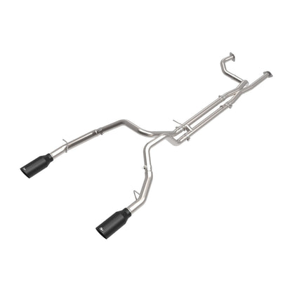 aFe POWER Vulcan Series 3 IN to 3-1/2 IN 304 Stainless Steel Cat-Back Exhaust System w/ Black Tip — 49-32084-B