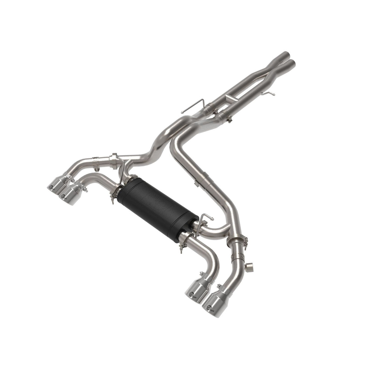 aFe POWER Vulcan Series 3 IN to 2-1/2 IN 304 Stainless Steel Cat-Back Exhaust System w/ Polished Tip — 49-38098-P