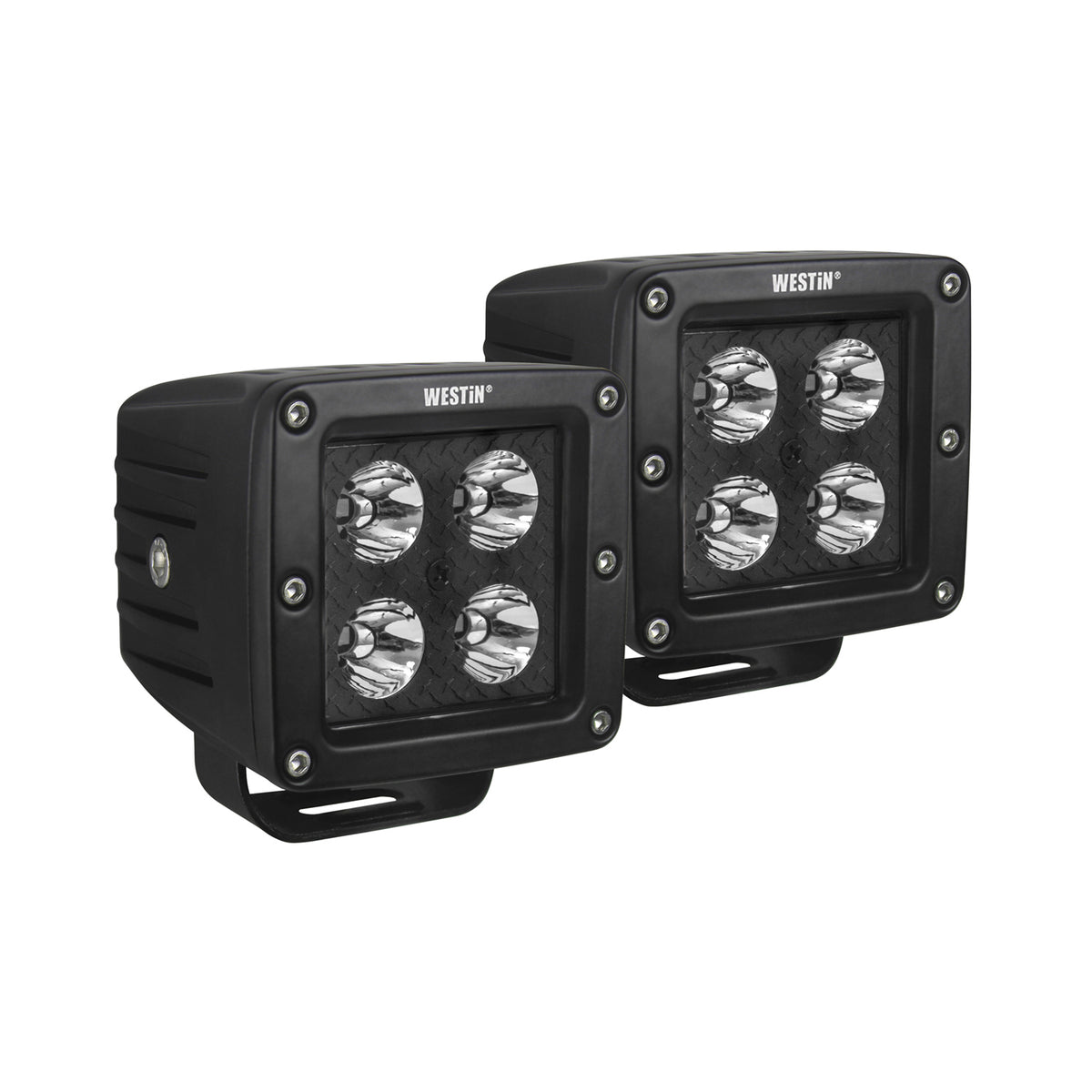 Westin HyperQ B-FORCE LED Auxiliary Lights Set of (2) 3.2" x 3" 5W Cree Spot beam w/ plate