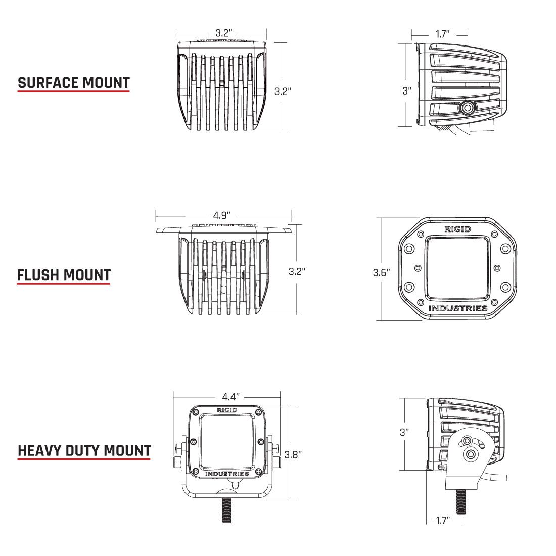 RIGID INDUSTRIES | Diffused Surface Mount Pair D-Series Pro RIGID Industries | 502513