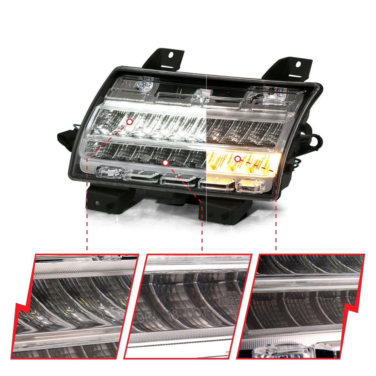 ANZO USA ZUKT_511083 Anzo ZUKT_511083 Side Marker Light Assembly LED Chrome Clear