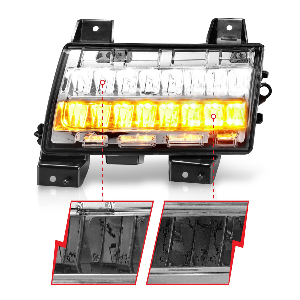 ANZO USA ZUKT_511086 Anzo ZUKT_511086 Side Marker Light Assembly LED Clear Lens Chrome