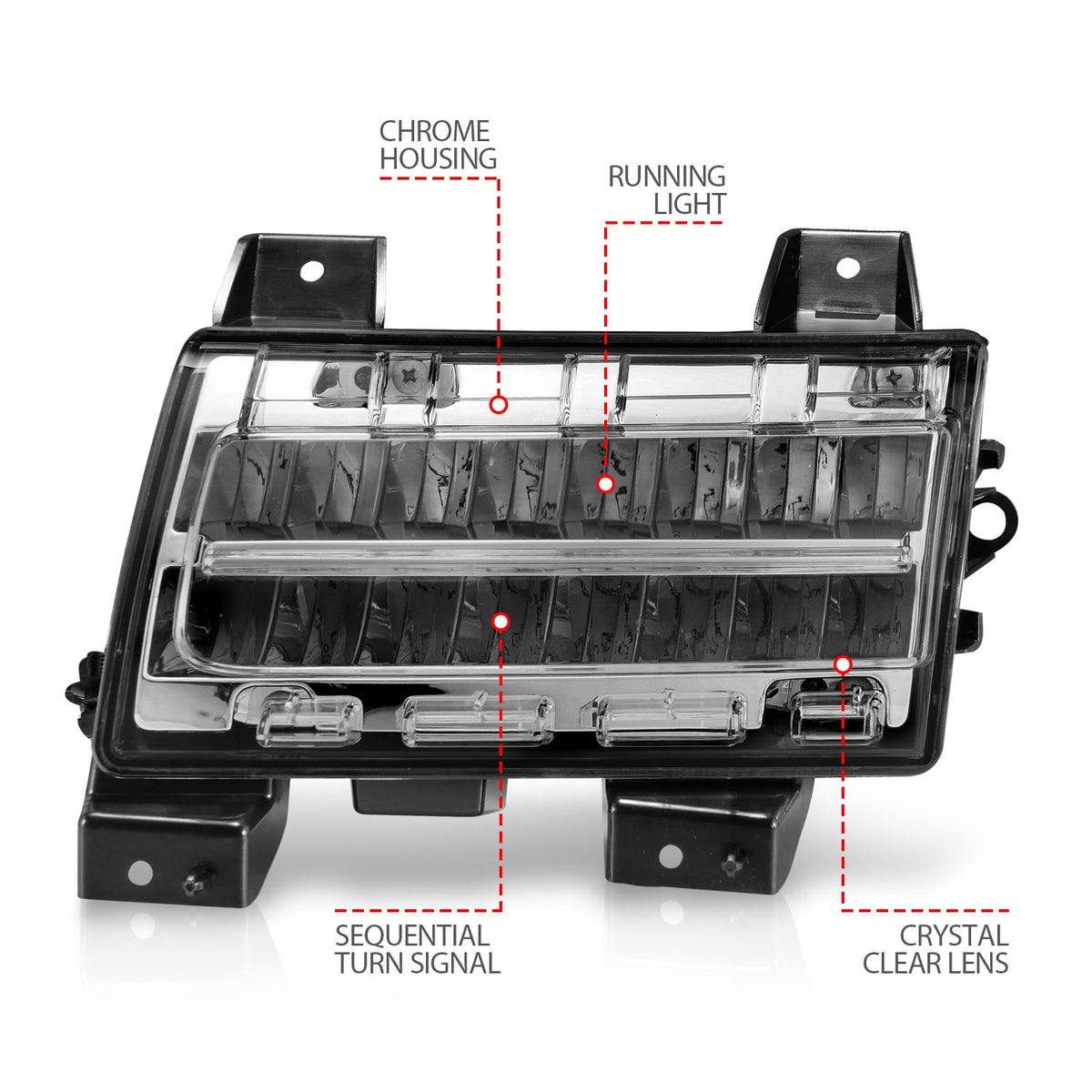 ANZO USA ZUKT_511086 Anzo ZUKT_511086 Side Marker Light Assembly LED Clear Lens Chrome