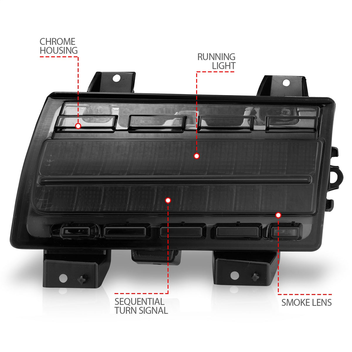 ANZO USA ZUKT_511088 Anzo ZUKT_511088 Side Marker Light Assembly LED Smoke Lens Chrome
