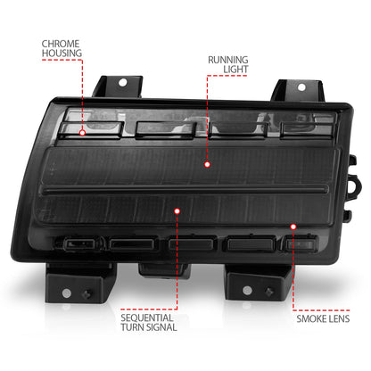 ANZO USA ZUKT_511088 Anzo ZUKT_511088 Side Marker Light Assembly LED Smoke Lens Chrome