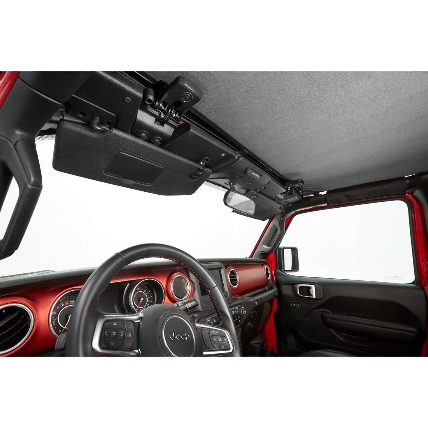 BESTOP | Header Safari Bikini Jeep '24-26 Wrangler JL 4-Door Black Diamond Bestop | 52612-35 installed in Jeep interior
