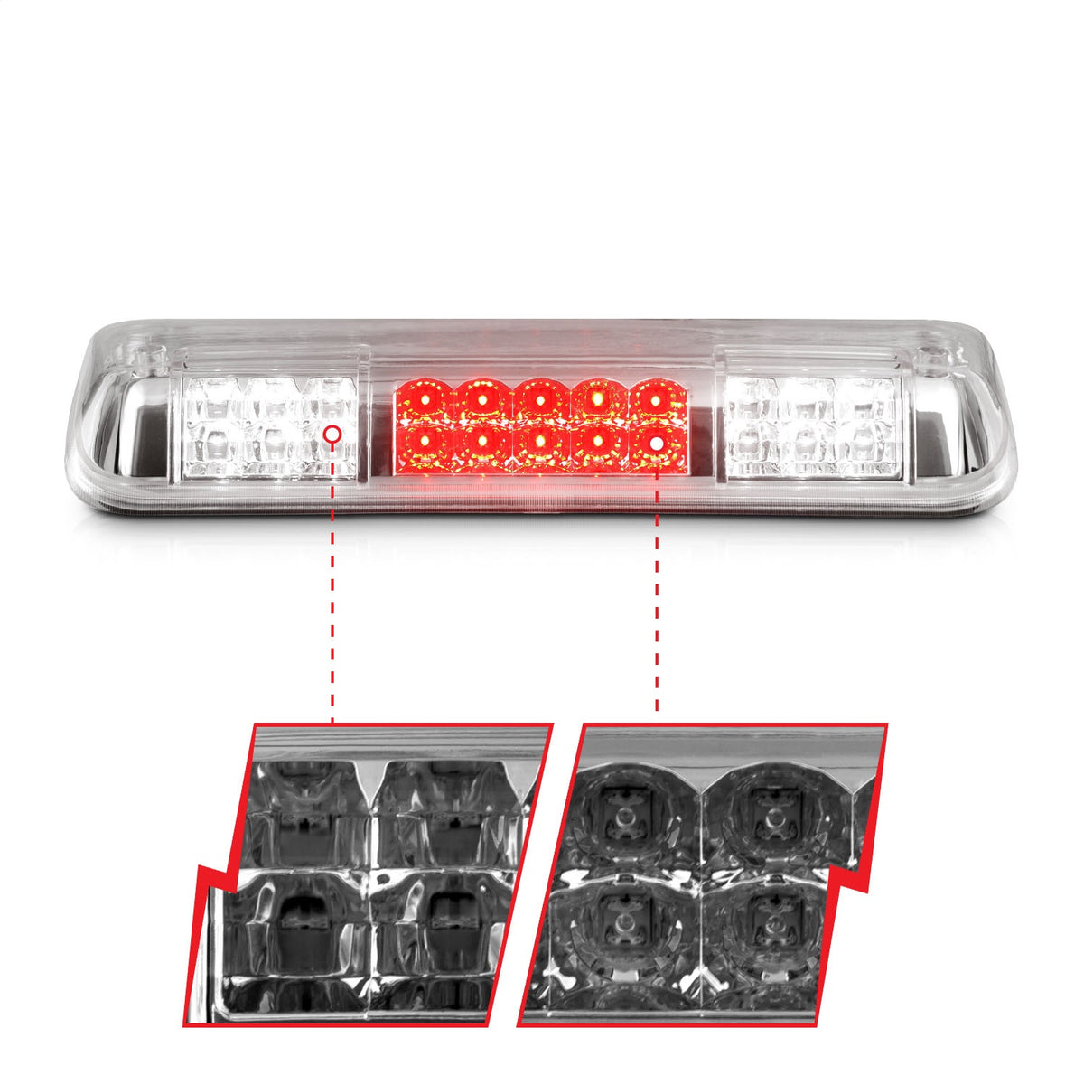 ANZO USA ZUKT_531088 Anzo ZUKT_531088 Third Brake Light Assembly LED Clear Lens Chrome