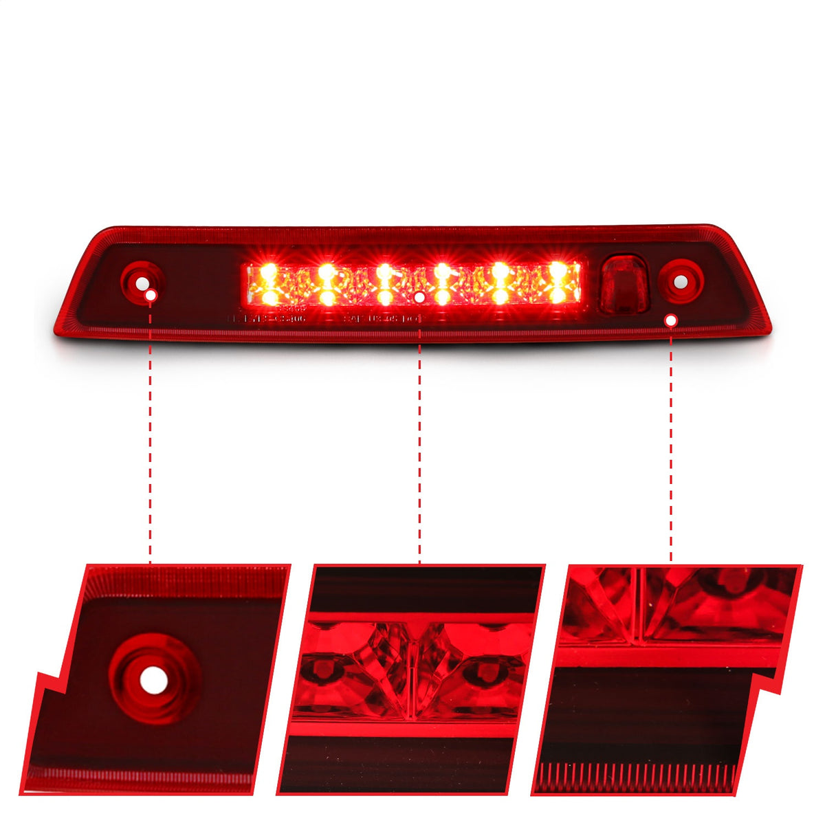 ANZO USA ZUKT_531108 Anzo ZUKT_531108 Third Brake Light Assembly LED Red Lens for Fits