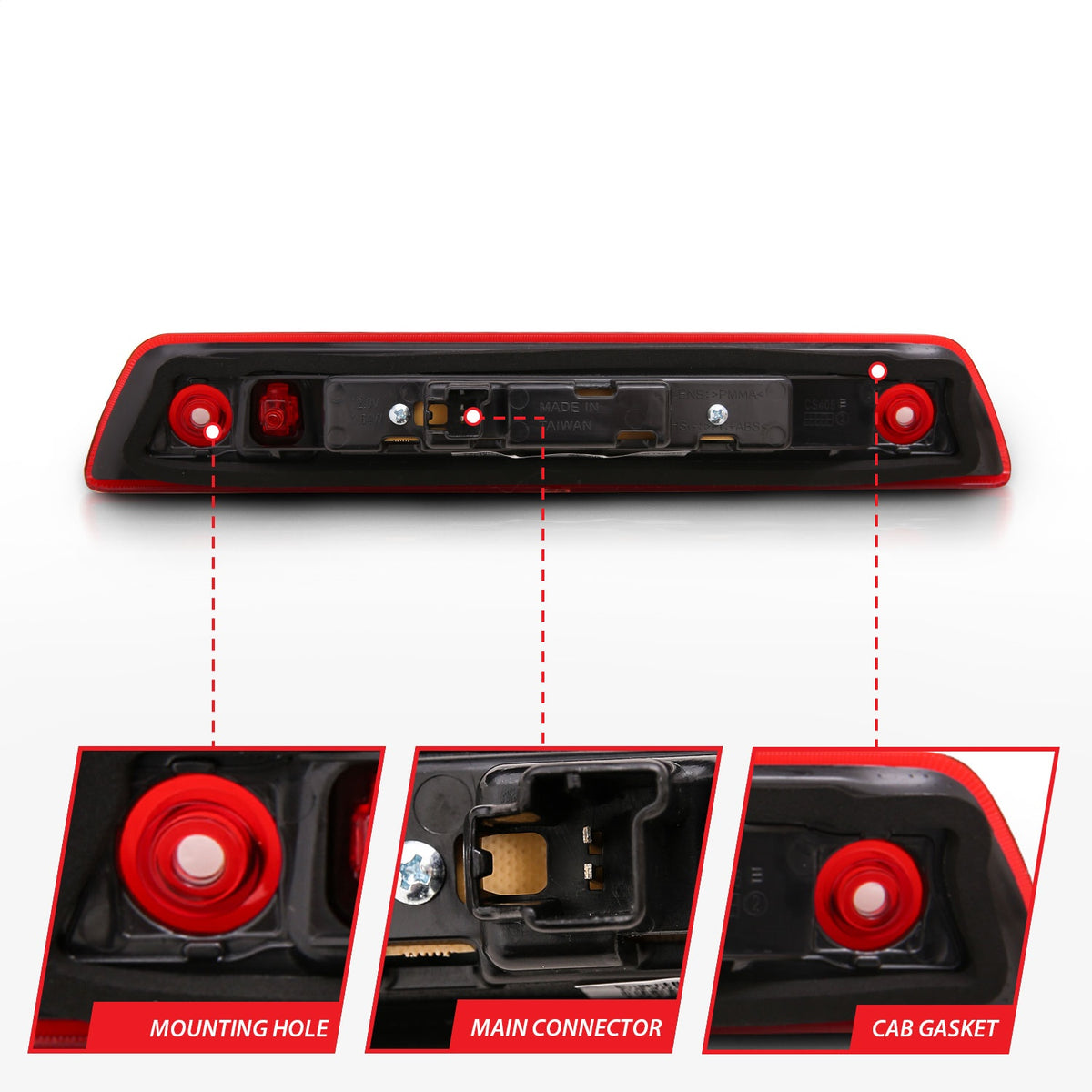 ANZO USA ZUKT_531108 Anzo ZUKT_531108 Third Brake Light Assembly LED Red Lens for Fits