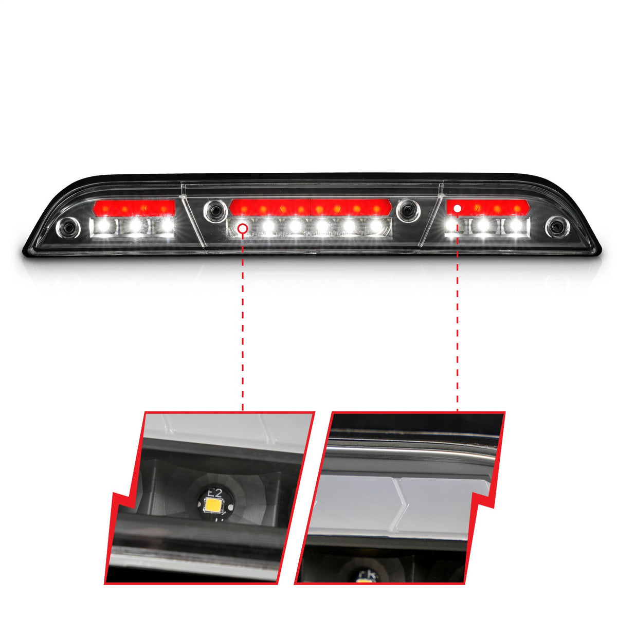 ANZO USA ZUKT_531111 Anzo ZUKT_531111 Third Brake Light Assembly LED Clear Lens Black