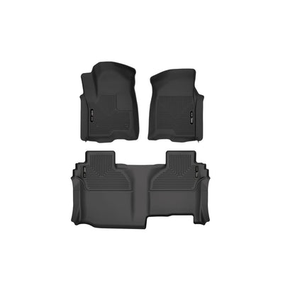 Husky Liners | X-act Contour Front & 2nd Seat Floor Liners For 2019-2026 Silverado 1500/1500 LTD/2500 HD/3500 HD, Sierra 1500/1500 Limited/2500 HD/3500 HD Extended Cab Husky Liners | 53648