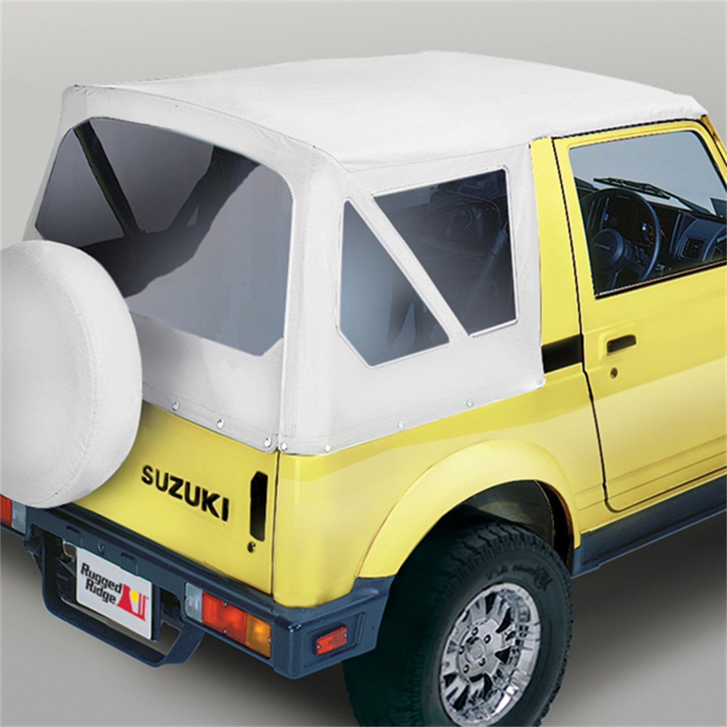 RUGGED RIDGE | 53701.52 | 96-95 Suzuki Samurai Factory Soft Top,White Denim,Clear Windows